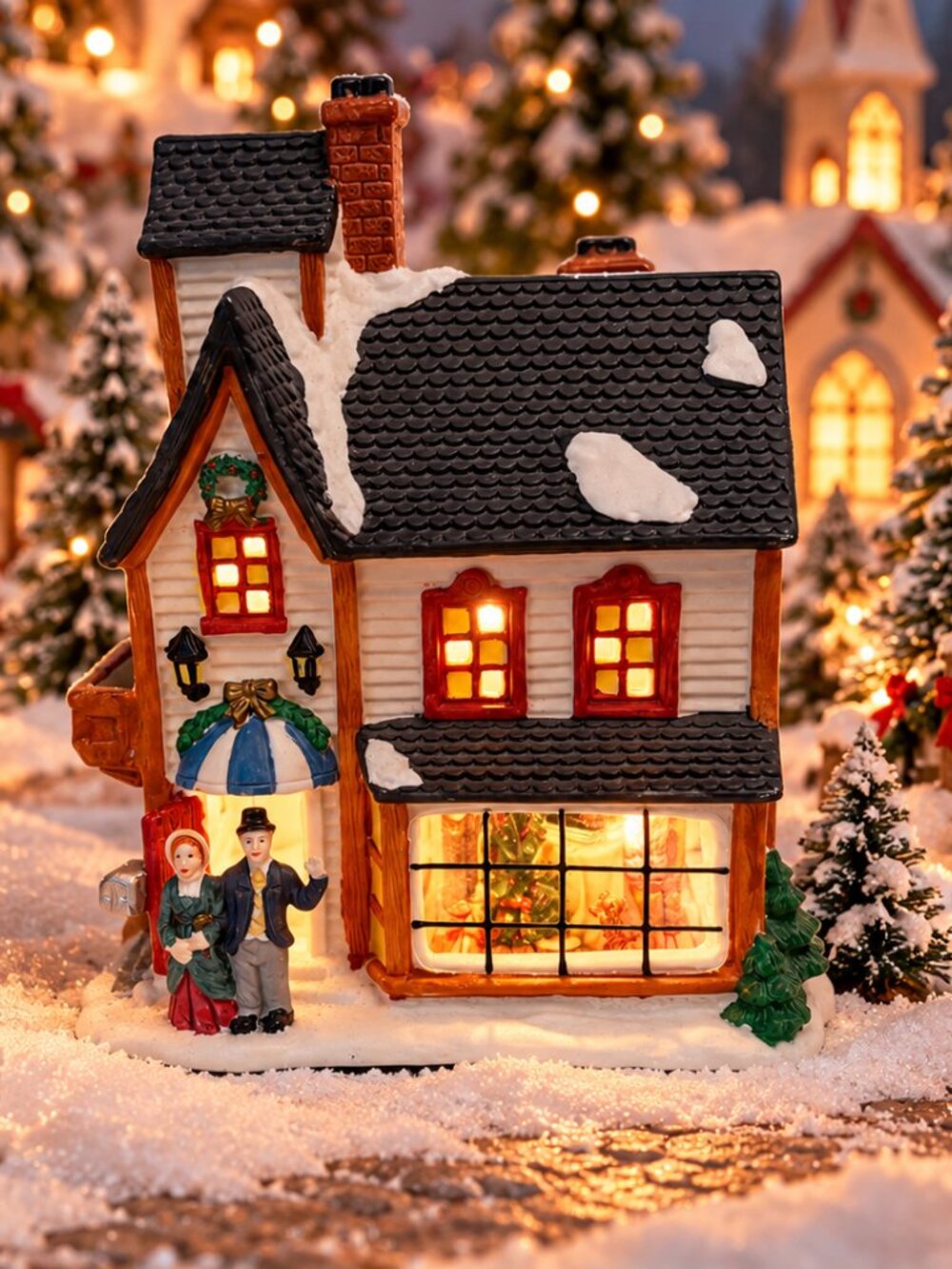 Vintage Santa’s Trim Shoppe Deluxe Porcelain Christmas Village House Lighted Int